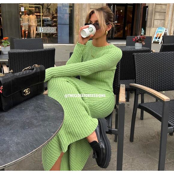 MANGO Ribbed Knit Maxi Dress 💚✨ NWT | Size 8 - Picture 4 of 16